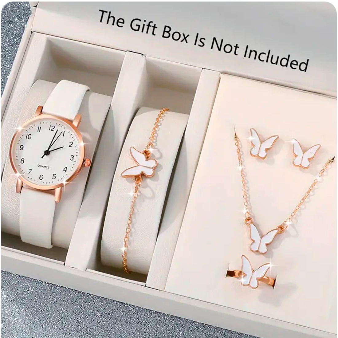 Conjunto elegante de reloj y joyería